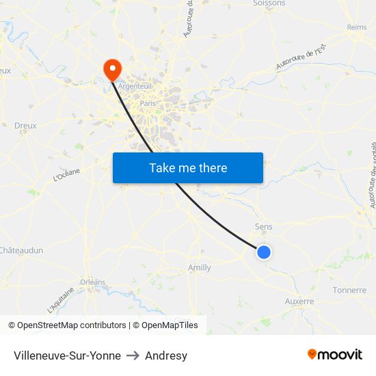 Villeneuve-Sur-Yonne to Andresy map