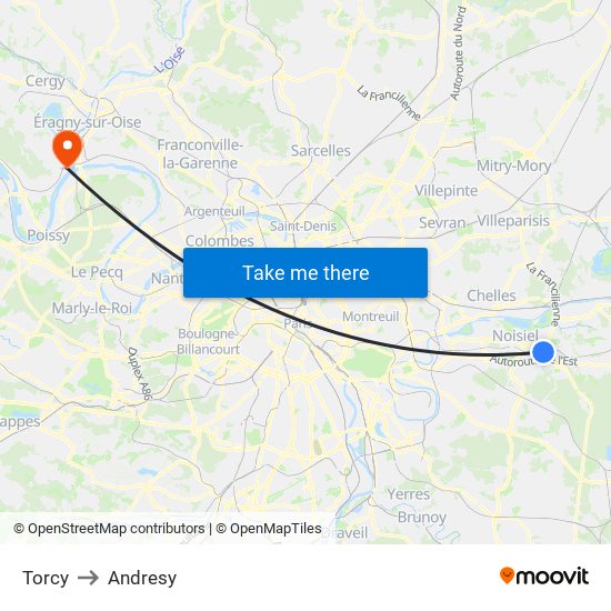 Torcy to Andresy map