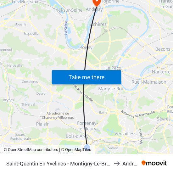 Saint-Quentin En Yvelines - Montigny-Le-Bretonneux to Andresy map