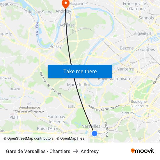 Gare de Versailles - Chantiers to Andresy map