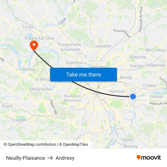 Neuilly-Plaisance to Andresy map