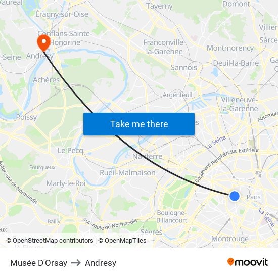 Musée D'Orsay to Andresy map