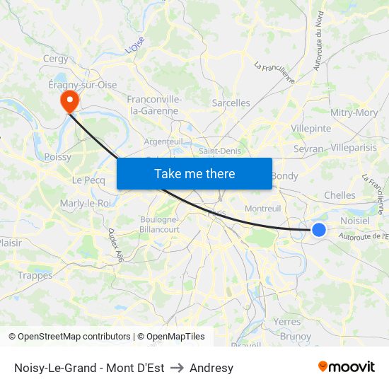 Noisy-Le-Grand - Mont D'Est to Andresy map