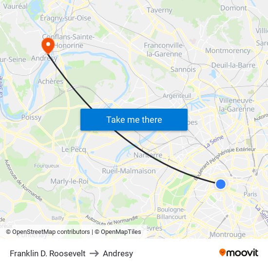 Franklin D. Roosevelt to Andresy map
