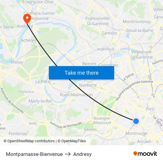 Montparnasse-Bienvenue to Andresy map