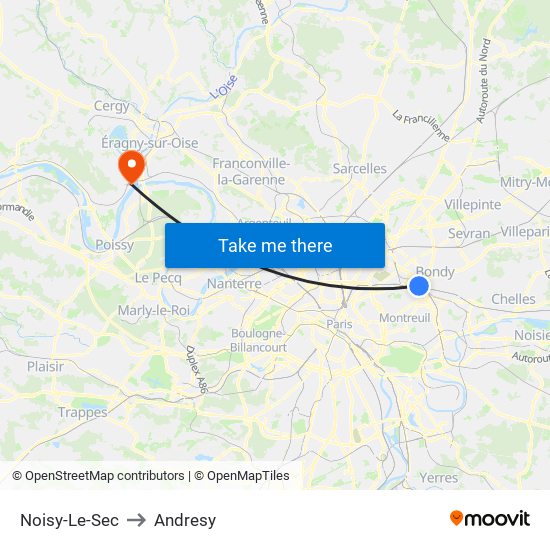 Noisy-Le-Sec to Andresy map