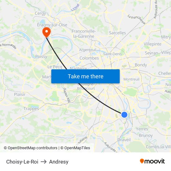 Choisy-Le-Roi to Andresy map