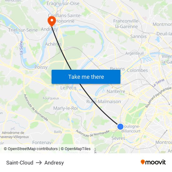 Saint-Cloud to Andresy map