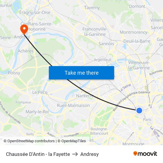 Chaussée D'Antin - la Fayette to Andresy map