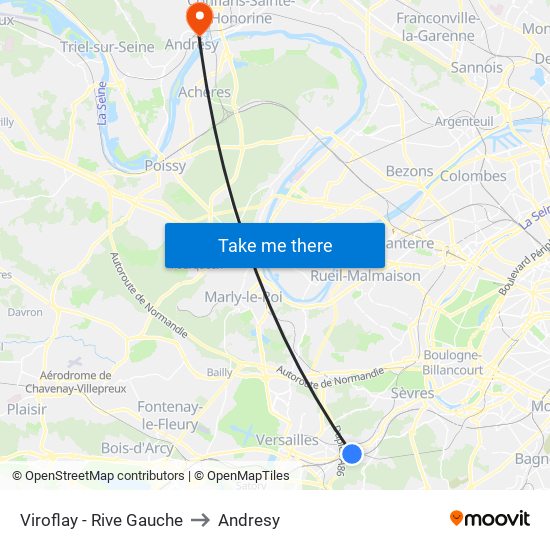 Viroflay - Rive Gauche to Andresy map