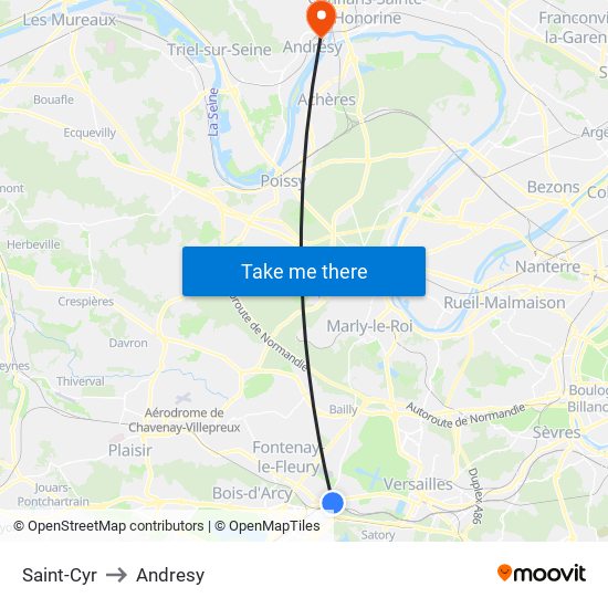 Saint-Cyr to Andresy map