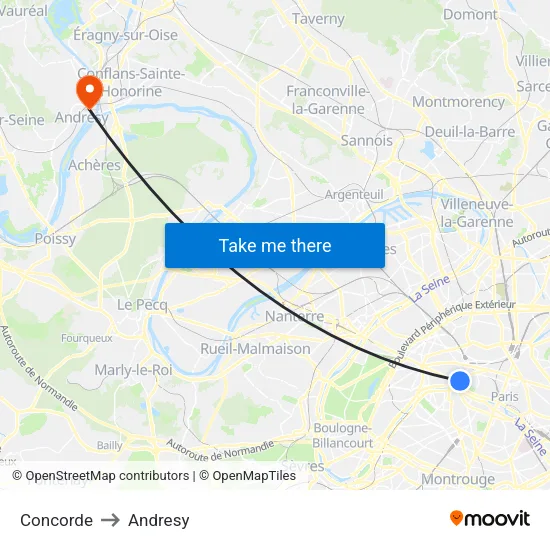 Concorde to Andresy map