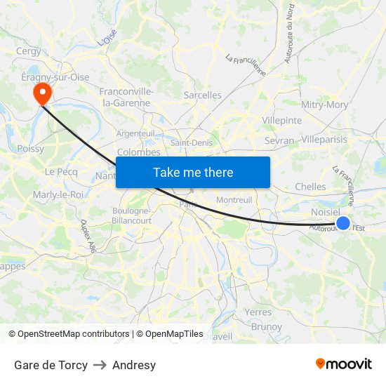 Gare de Torcy to Andresy map
