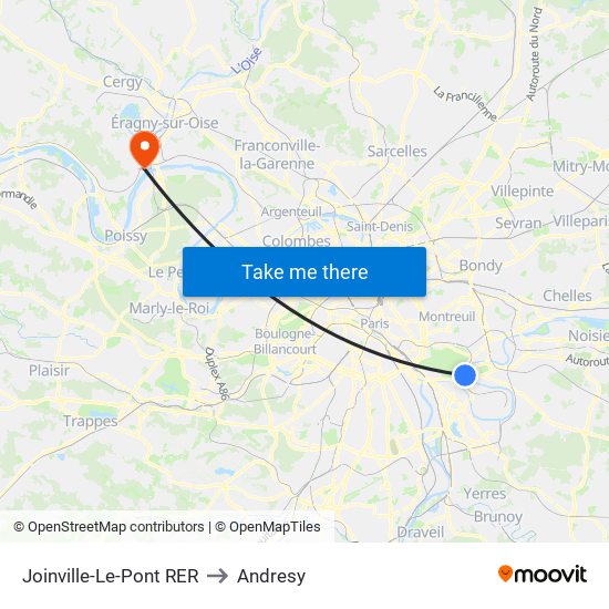 Joinville-Le-Pont RER to Andresy map