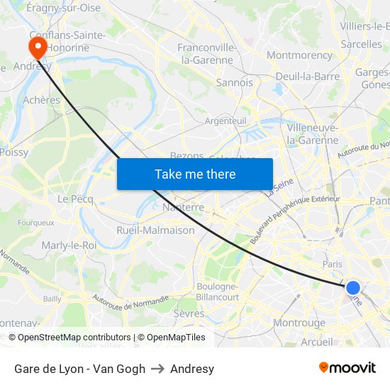 Gare de Lyon - Van Gogh to Andresy map