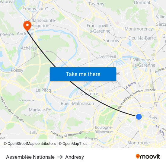 Assemblée Nationale to Andresy map