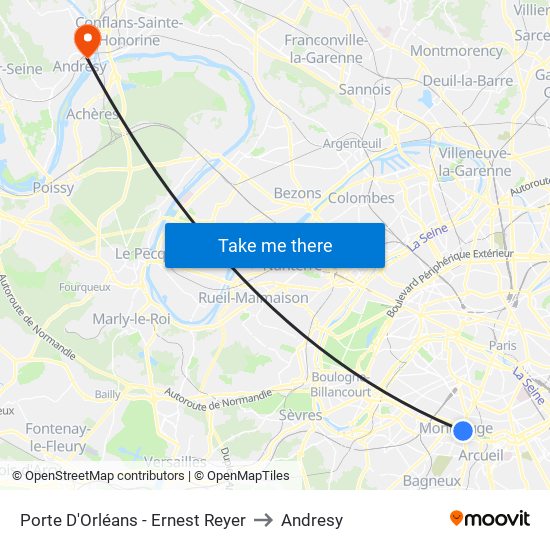 Porte D'Orléans - Ernest Reyer to Andresy map
