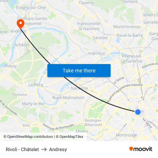 Rivoli - Châtelet to Andresy map