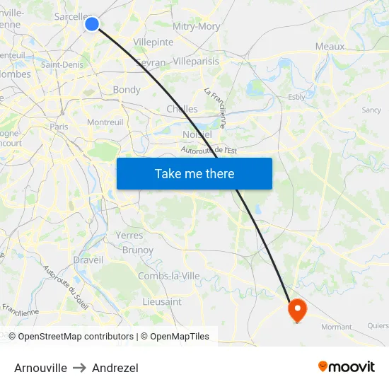 Arnouville to Andrezel map