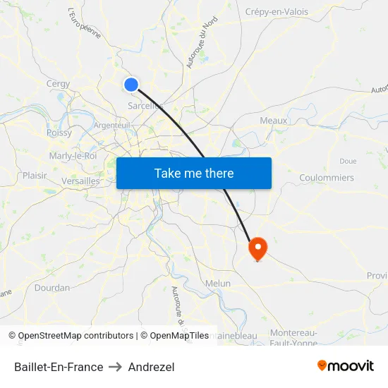 Baillet-En-France to Andrezel map