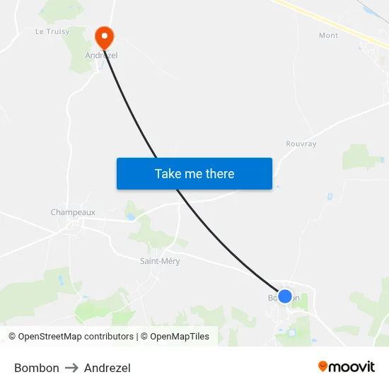 Bombon to Andrezel map
