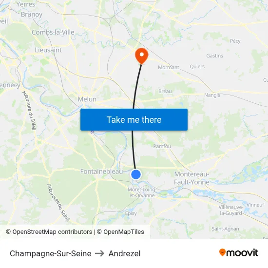 Champagne-Sur-Seine to Andrezel map