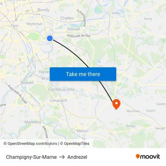 Champigny-Sur-Marne to Andrezel map