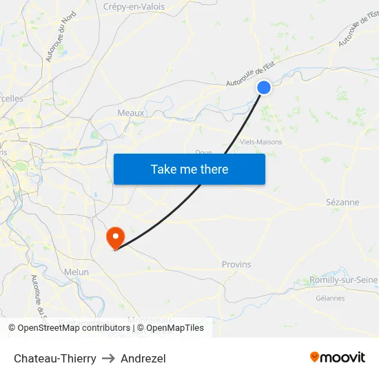 Chateau-Thierry to Andrezel map