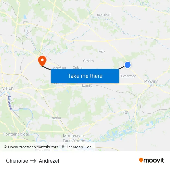Chenoise to Andrezel map
