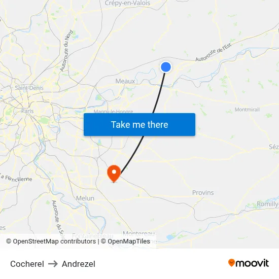 Cocherel to Andrezel map