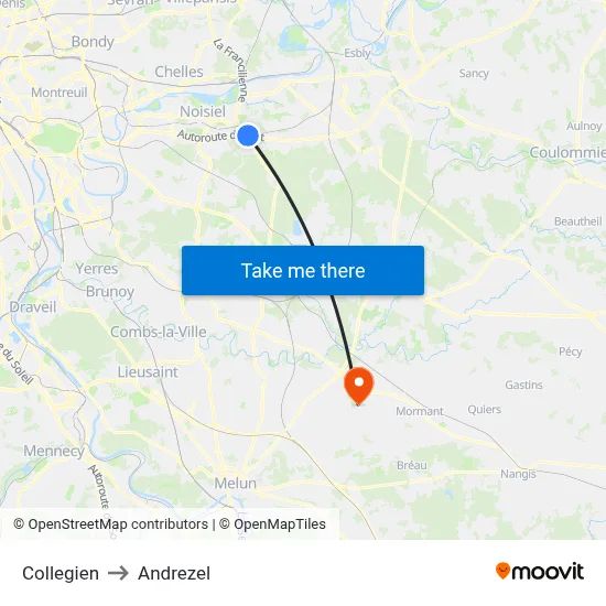 Collegien to Andrezel map