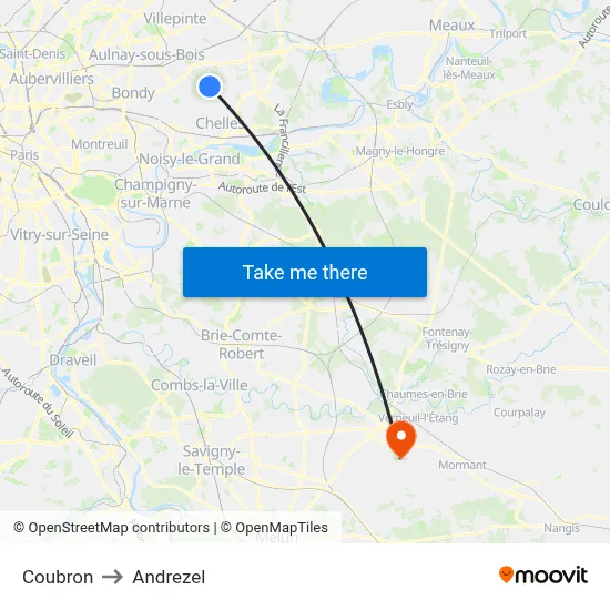 Coubron to Andrezel map