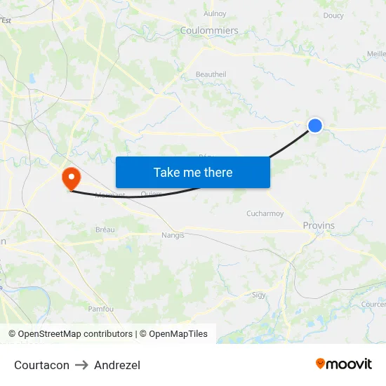 Courtacon to Andrezel map