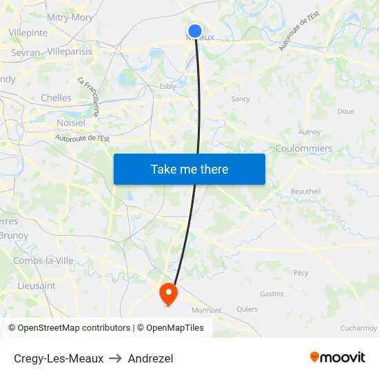 Cregy-Les-Meaux to Andrezel map