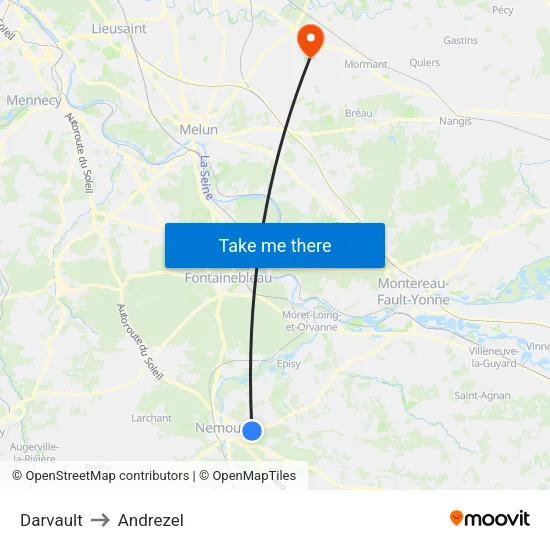 Darvault to Andrezel map