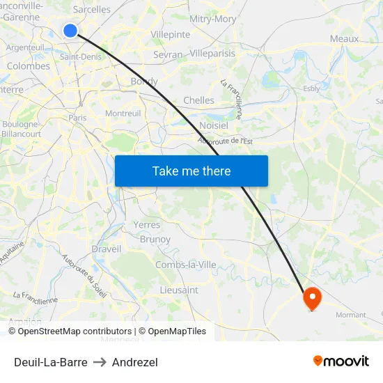 Deuil-La-Barre to Andrezel map