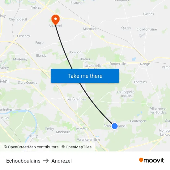 Echouboulains to Andrezel map