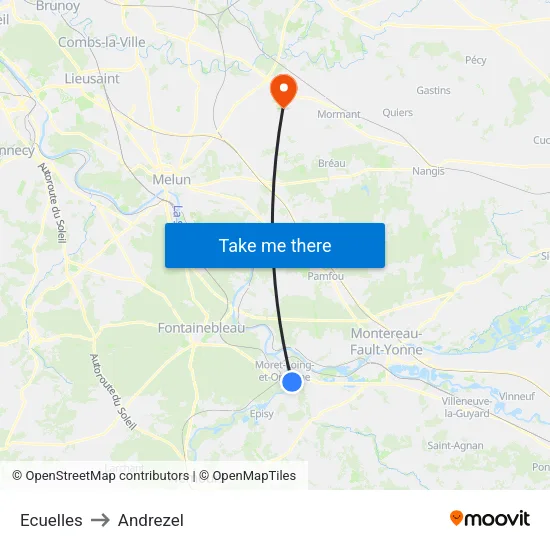 Ecuelles to Andrezel map