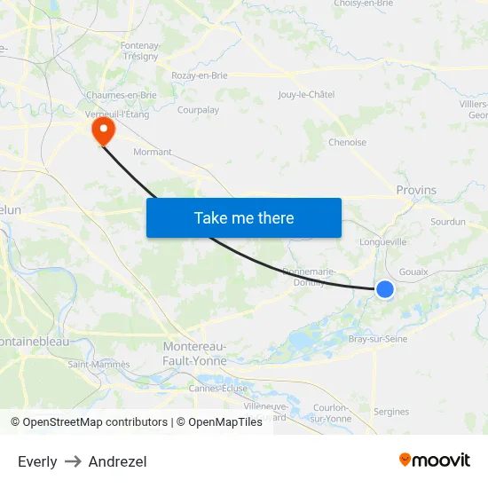 Everly to Andrezel map