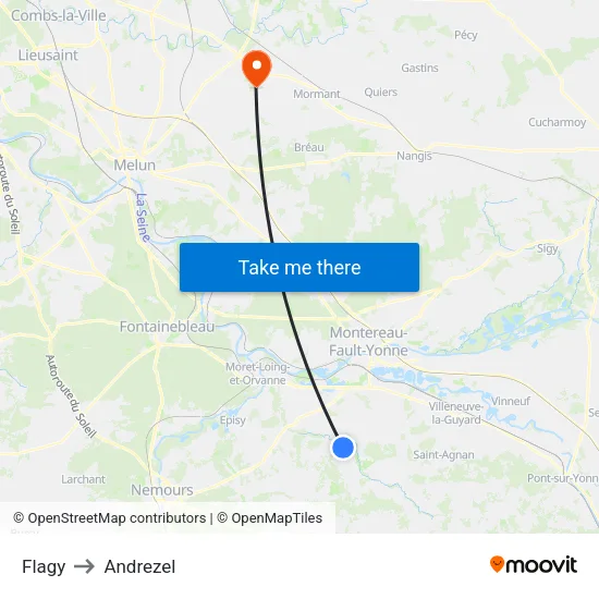 Flagy to Andrezel map