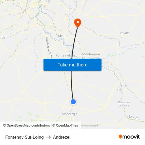 Fontenay-Sur-Loing to Andrezel map