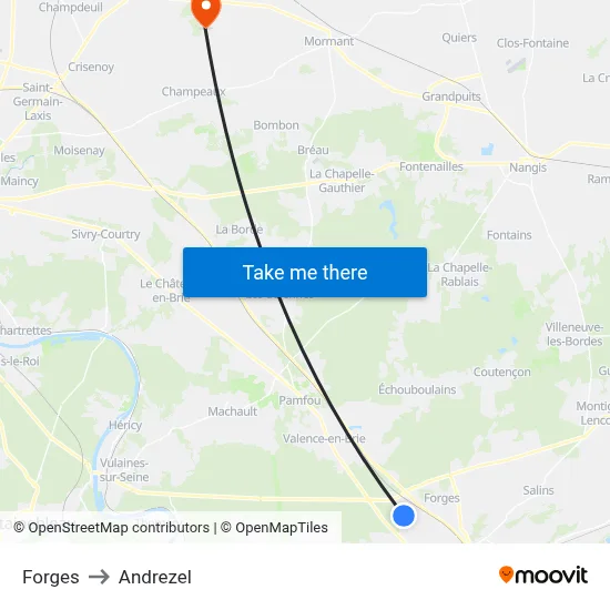 Forges to Andrezel map