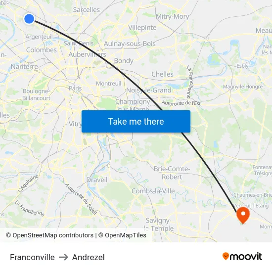 Franconville to Andrezel map