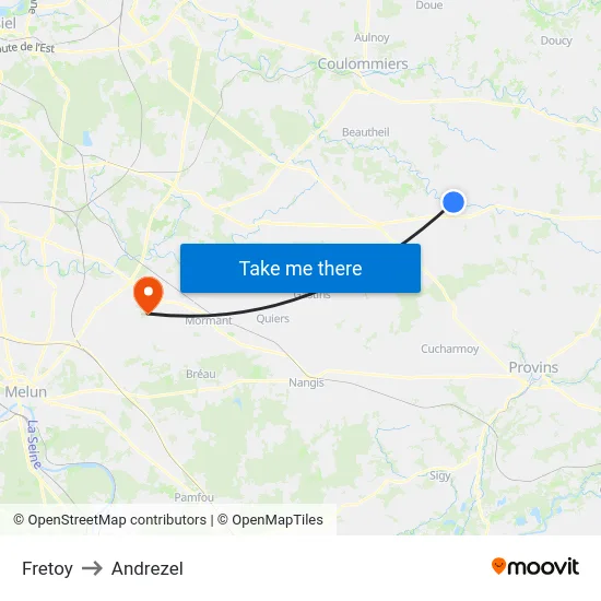 Fretoy to Andrezel map
