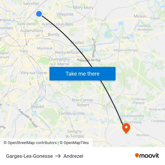 Garges-Les-Gonesse to Andrezel map