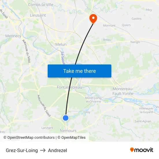 Grez-Sur-Loing to Andrezel map