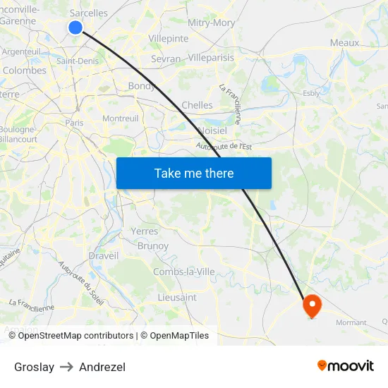 Groslay to Andrezel map