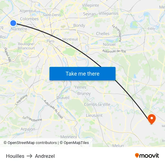 Houilles to Andrezel map