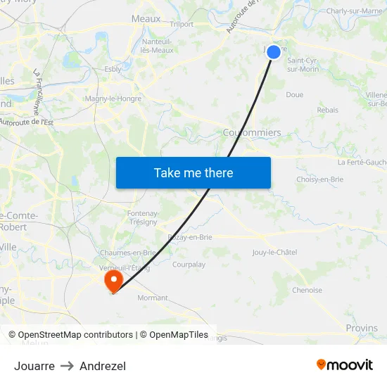 Jouarre to Andrezel map