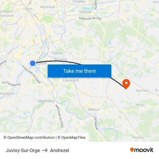 Juvisy-Sur-Orge to Andrezel map